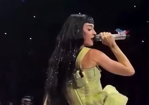 Solteira, Katy Perry beija fã em show; vídeo