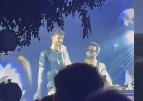 Léo Pereira se declara e pede para voltar com Karoline Lima em festa; vídeo