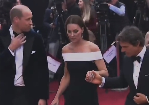 Vídeo de interação entre Kate Middleton e Tom Cruise mostra suposto ciúmes de William