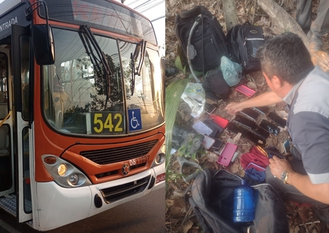 Em fuga, ladrões deixam para trás bolsa com celulares após assalto a ônibus 542 em Manaus