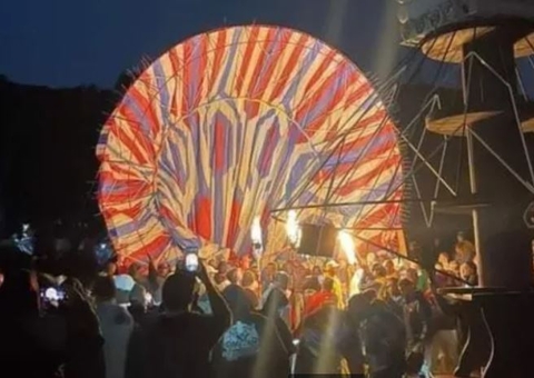 Imagens mostram soltura de balão gigante que danificou veículos e incendiou creche