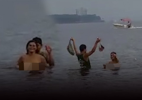 Casais são flagrados em orgia na Praia da Lua em Manaus