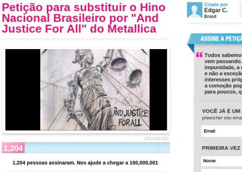 Abaixo-assinado pede troca do hino nacional do Brasil por música do Metallica