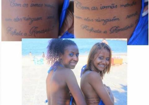 'Irmãs Metralha', do 'Bonde das Maravilhas', se tatuam com erro de português