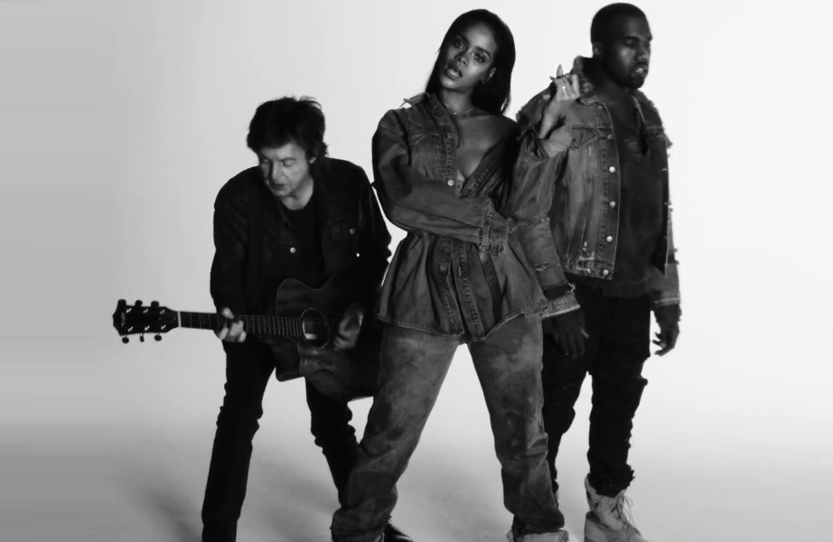 Rihanna divulga clipe toda romântica ao lado de Paul McCartney e Kanye West