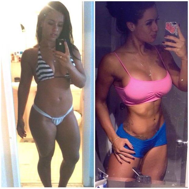  Brasileira do 'corpo mais perfeito dos EUA' mostra antes e depois, com 30 kg a menos
