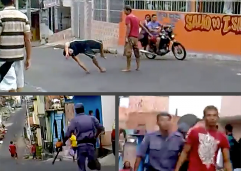 VÍDEO DO PÚBLICO: Policiais prendem rapaz após nocaute em Manaus